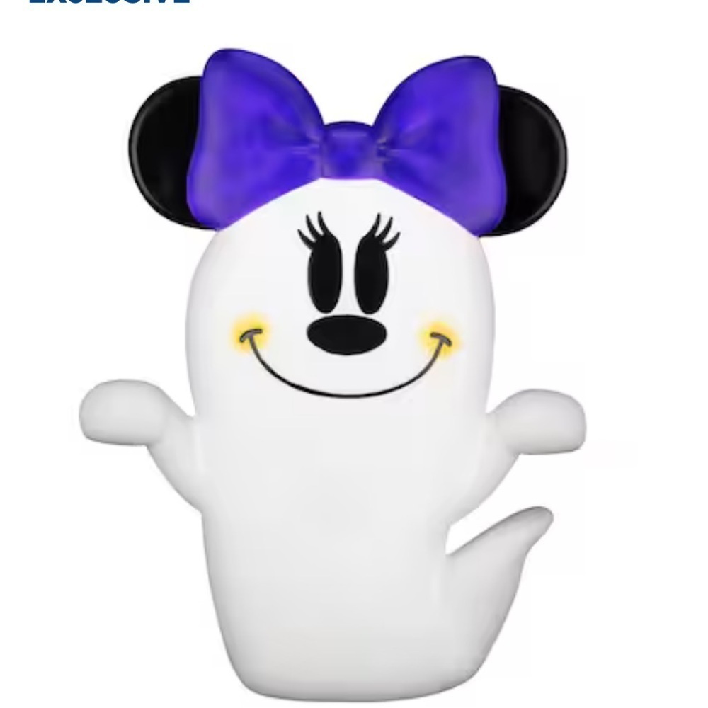 Disney 2-ft Lighted Minnie Mouse Ghost Blow Mold NEW Halloween Decor Purple Bow